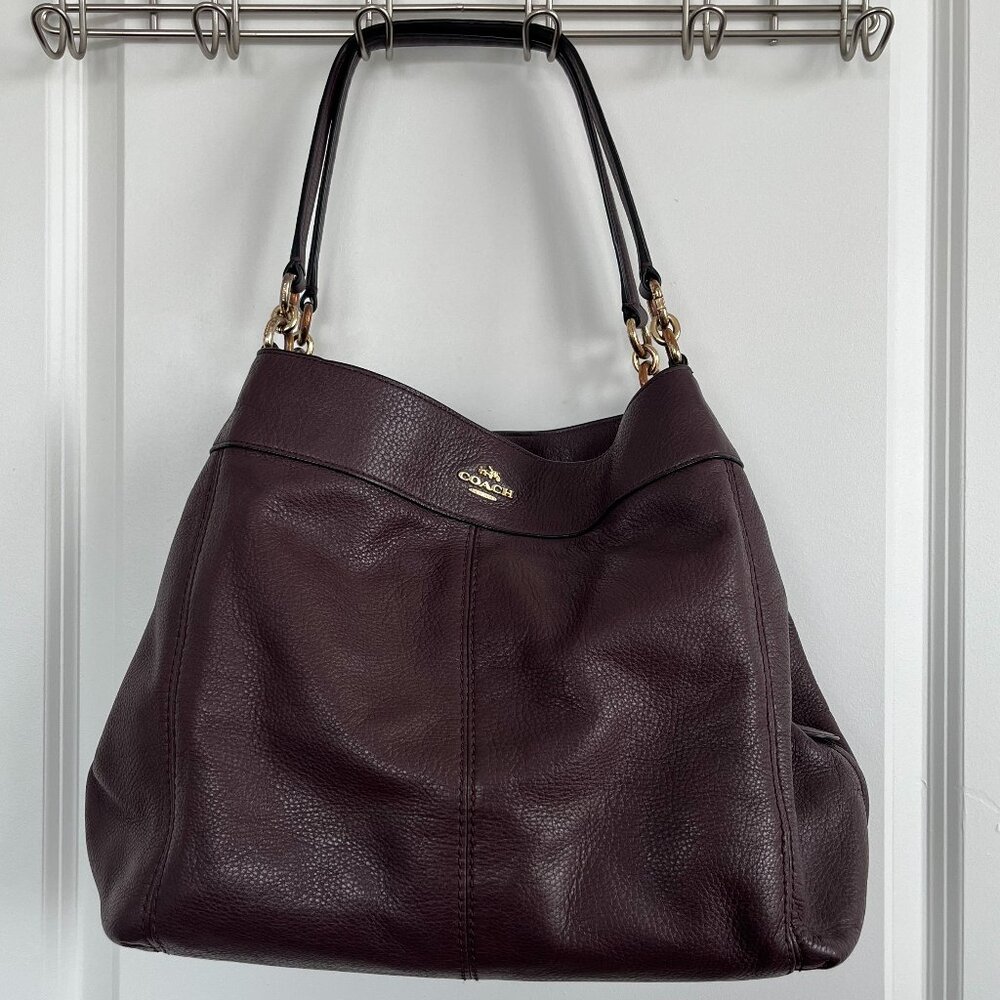 COACH~ Bordeaux F23511 Large Lexy Pebble Leather Shoulder Bag Tote